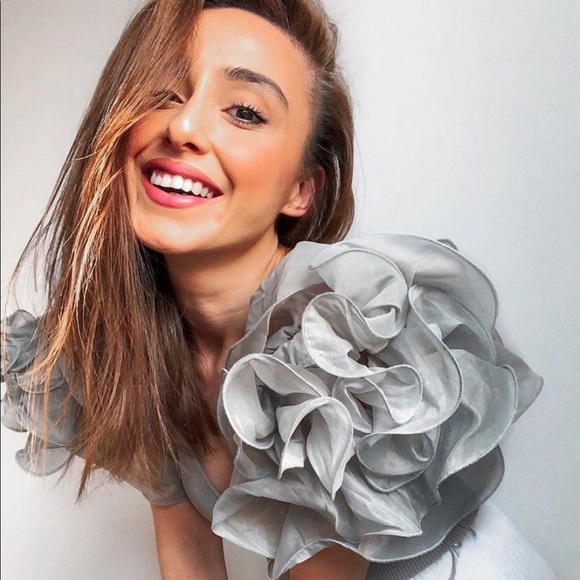 NWT Zara Blogger Fav Green Gray Organza Crop Top - Picture 10 of 16